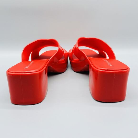 Jeffrey Campbell Sandals Womens 10 Red Platform Bubblegum Slide Block Heel - Picture 5 of 9